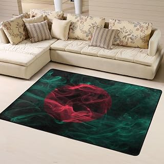 Smoke Style Flag of Bangladesh Area Rug 4x6 Feet Rugs for Living Room Bedroom Soft Indoor Floor Rug Non-Slip Carpet