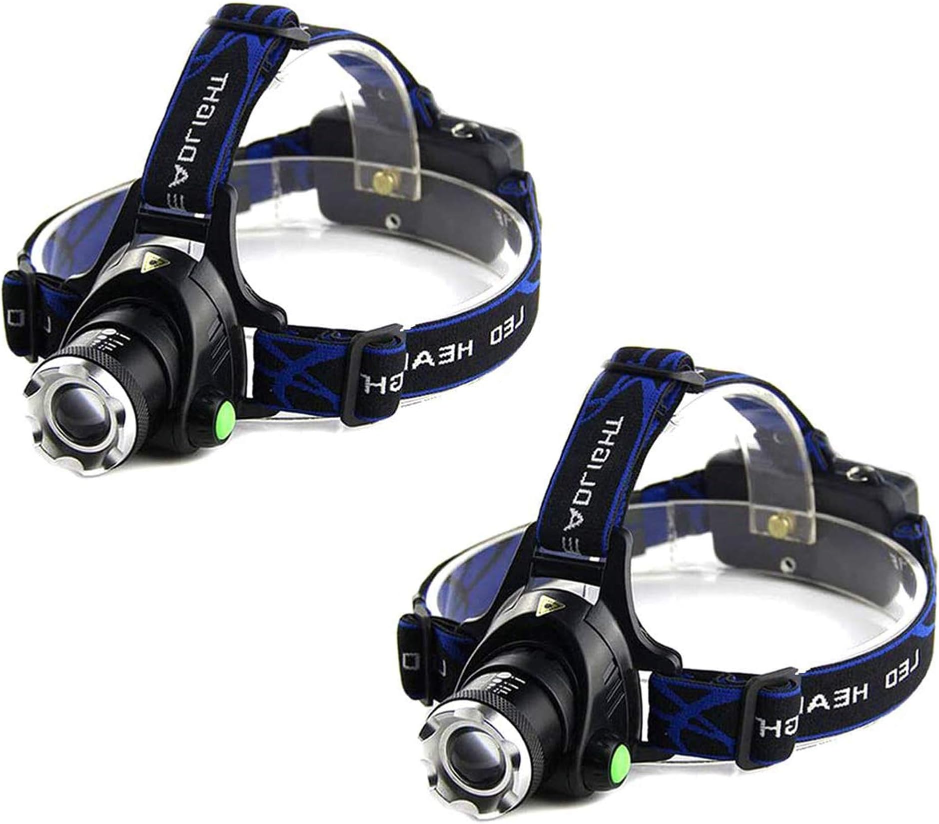 Military Grade 3000 Lumen 3 Modes Tactical Headlight with AAA Batteries Waterproof LED Headlamp Hands-Free Light,2-Pack