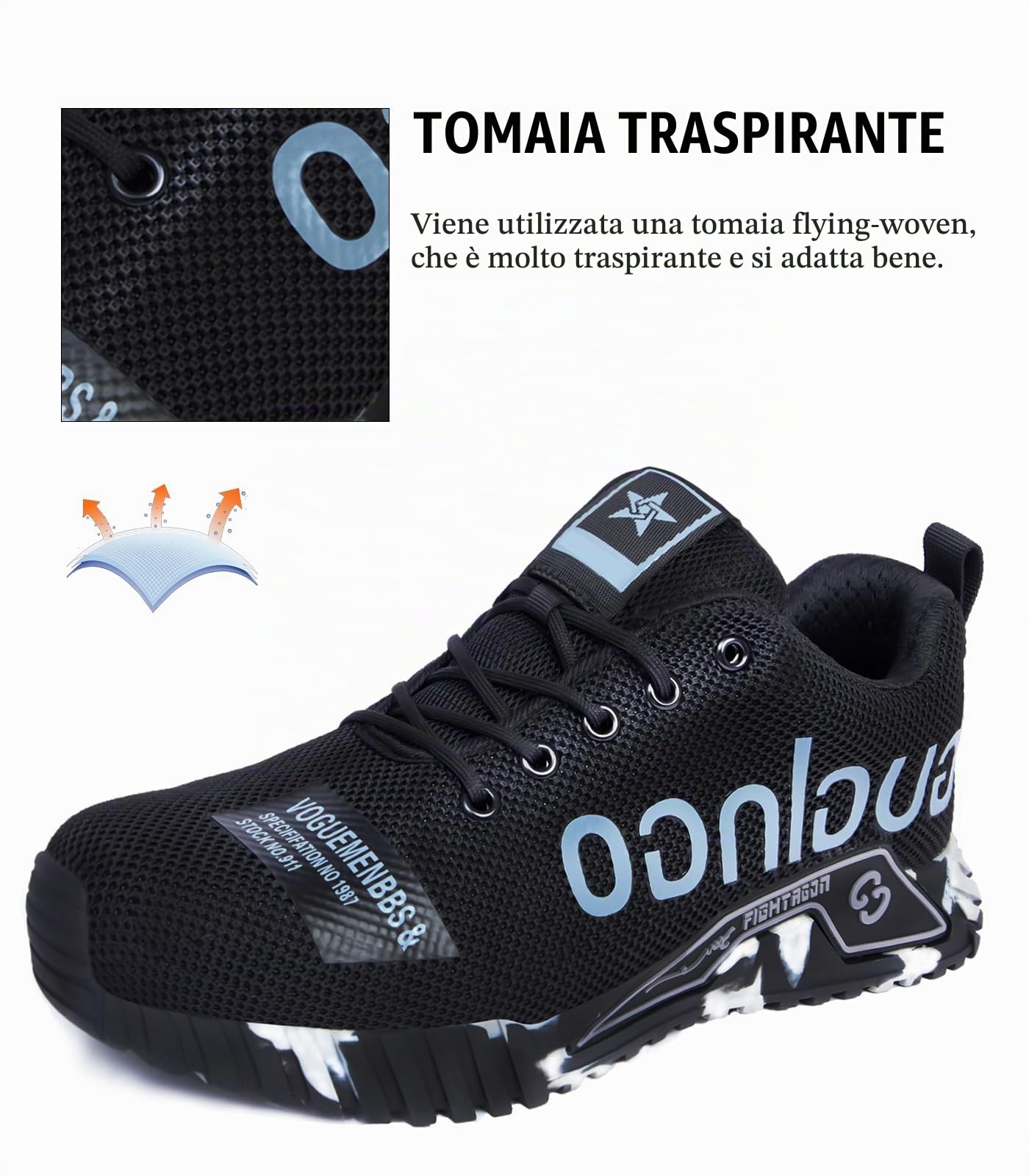 Scarpe Antinfortunistiche Uomo Donna - Punta in Acciaio, Protezione Antiforatura, Scarpe da Lavoro Leggere Comfortevoli Antiscivolo, per Cantieri Industria E Trasporti