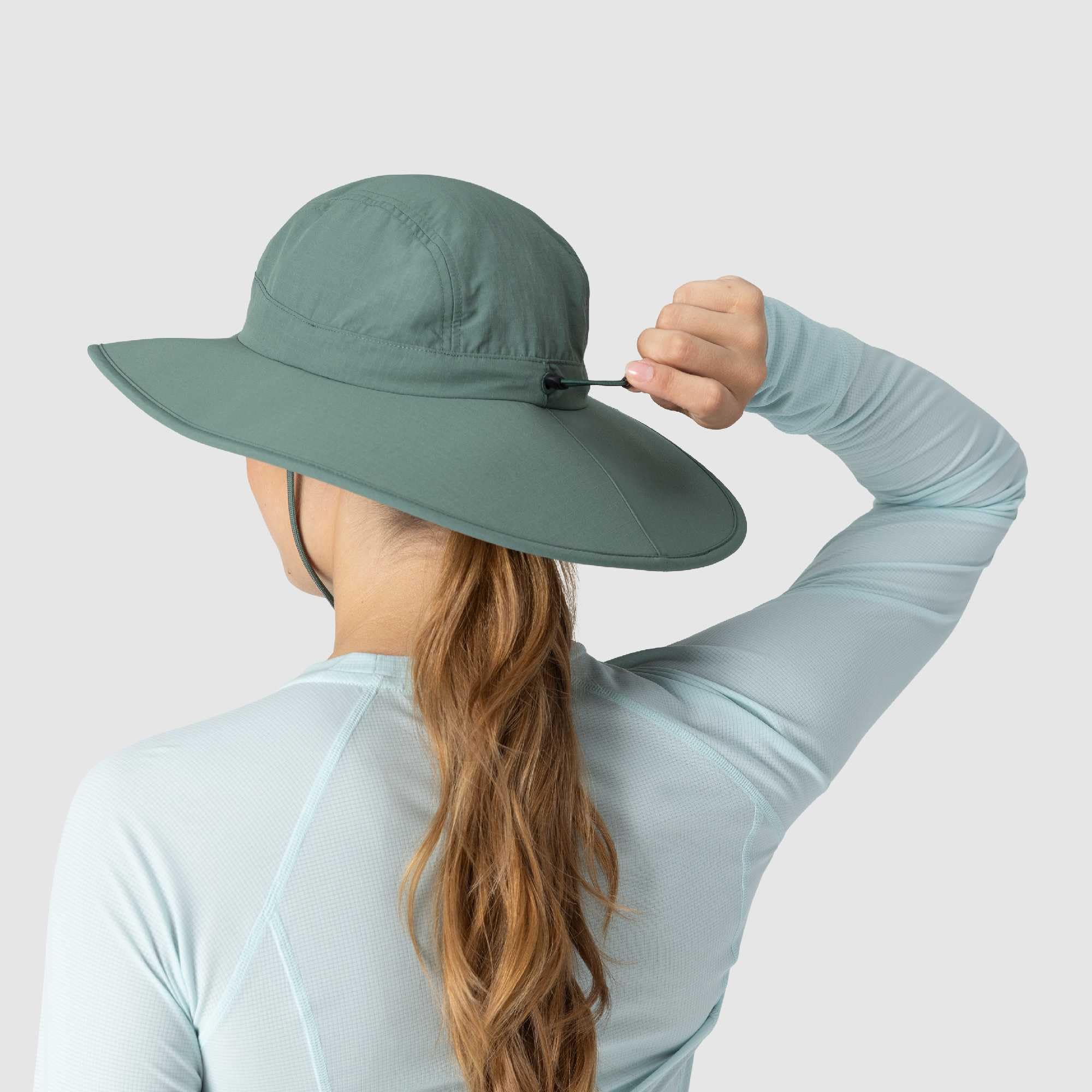 Outdoor Research Oasis Sonnenhut für Damen, breiter Krempe, leichter Sonnenhut mit UPF 50+, zum Wandern und Golfen, mit Kinnriemen, Malachit, XL