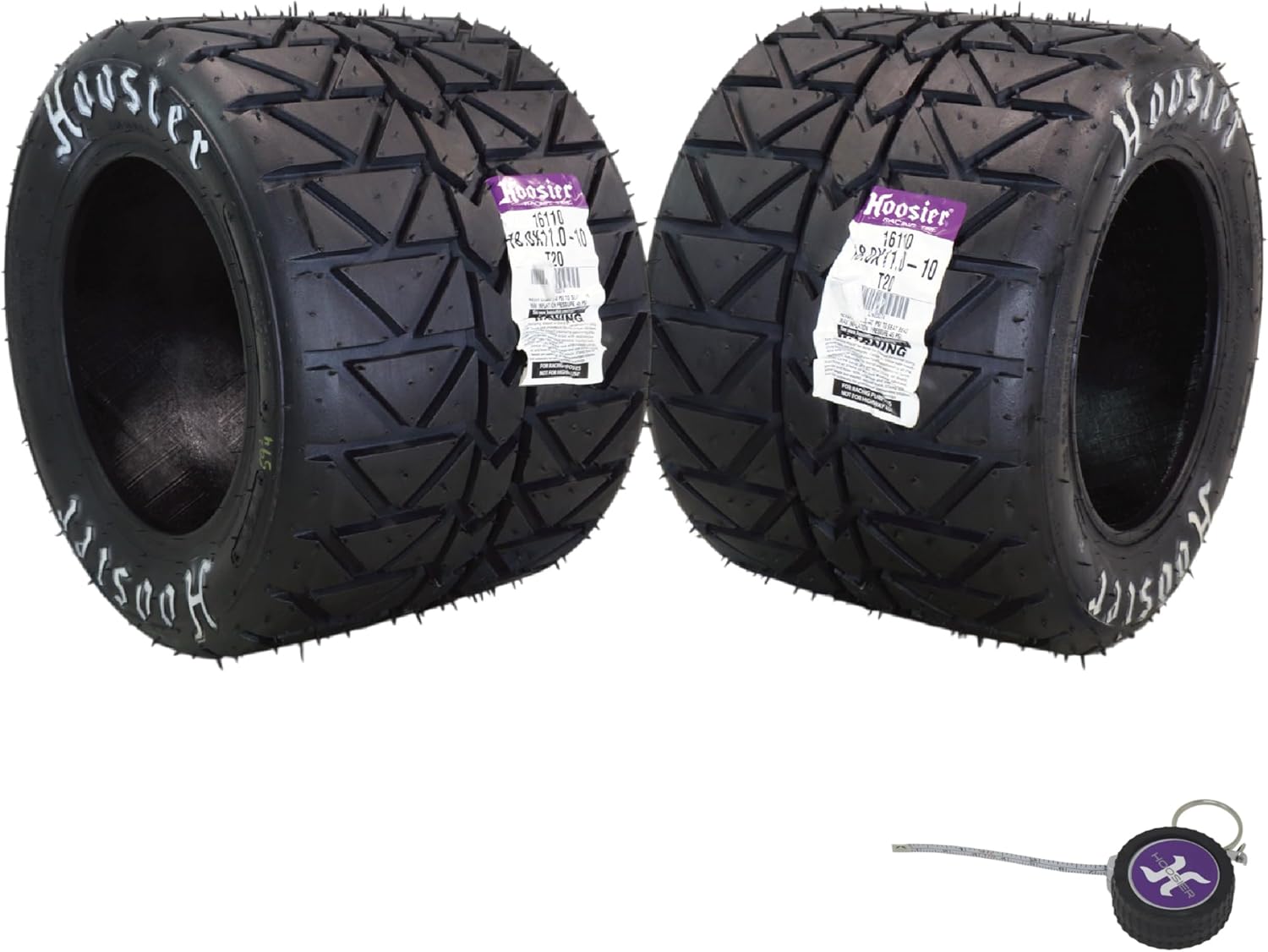 Hoosier Flat Track & TT (Tourist Trophy) Tire 18.0X11.0-10 - 16110T20 for ATV Tire & Off-Road Racing with Hoosier Keychain (2 Pk)