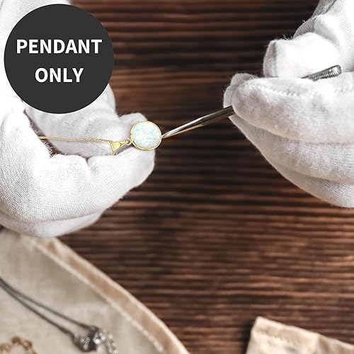 Miniatura 6 de 14K Gold White Opal Pendant - 14K Solid Yellow Gold Dainty Pendant with October Birthstone Pendant, 12mm Large Size Opal Gemstone - Handmade Bridal