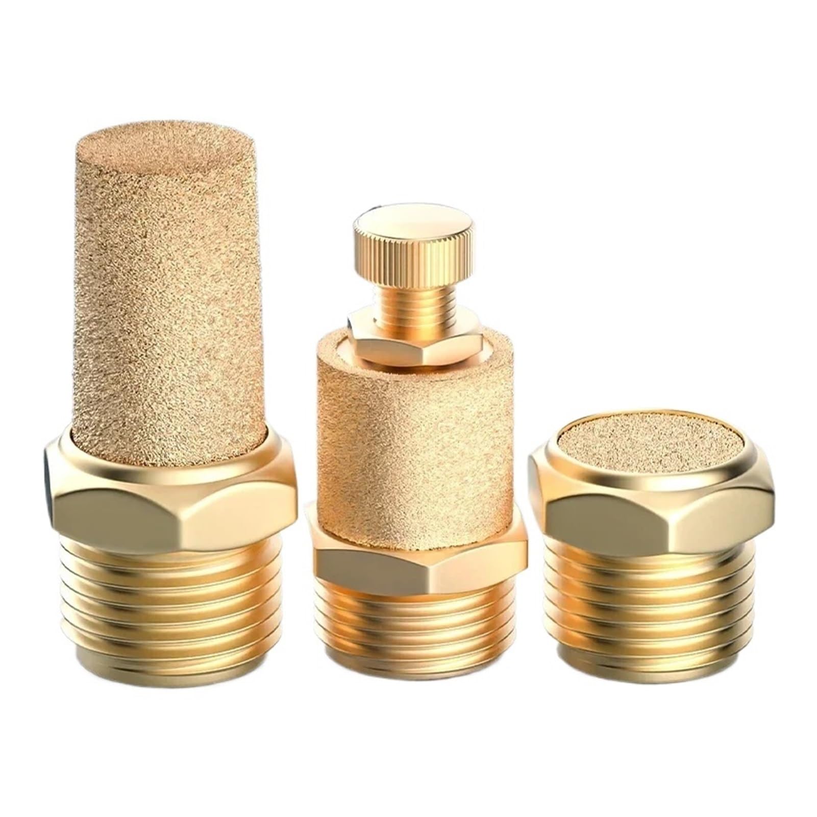 Silencieux d'échappement pneumatique Lot de 10/50 silencieux d'échappement pneumatiques en laiton 1/8", 1/4", 3/8", 1/2", BSL M5(Long-G1,10 PCS)