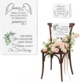 In Loving Memory Wedding Sign, Reserved Seating Signs for Wedding Chair Decorations, Wedding Memorial Chair Reserved Sign for Someone in Heaven Ceremony (Leaf)