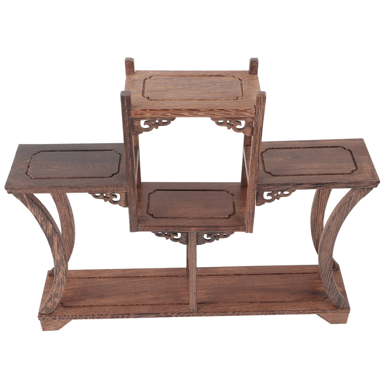 Healifty Antique Display Shelf Wooden Curio Frame for Tea Pot Storage Vintage Desktop Ornament Stable Structure Chinese Style Design for Home Decor and Office Use