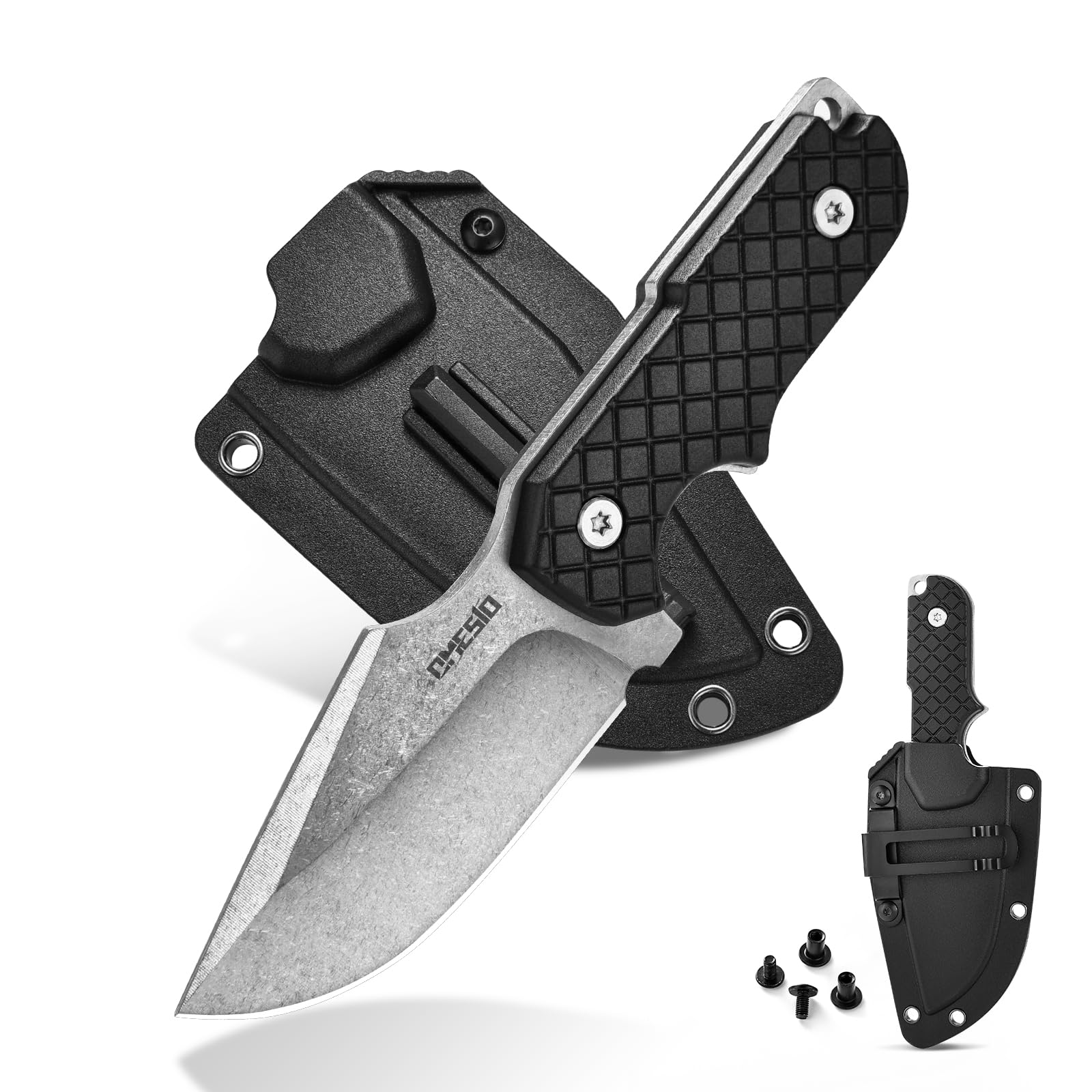 Omesio M-ZS21 Spanto Knife 5Cr13MoV Full Tang G10 Kydex | Nóż EDC ze stali 5Cr13MoV, ostrze Spanto, rękojeść PP, pochwa Kydex z linką paracord i akcesoriami outdoor