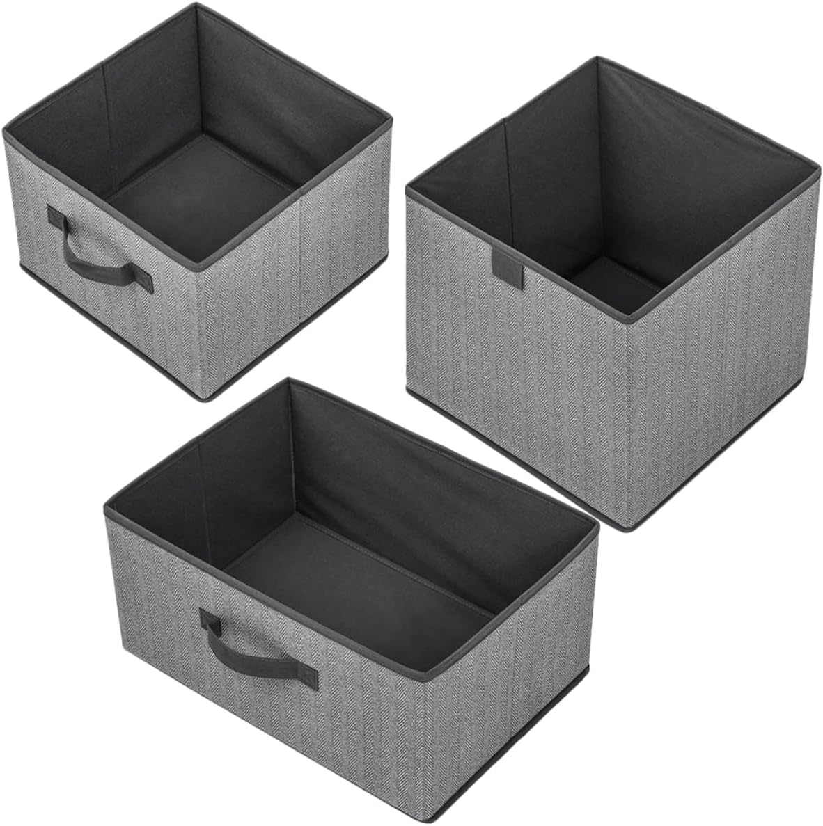 3pcs Capacity Storage Bins for Clothing Organization Closet Organizer for Jeans Pants and More Grey