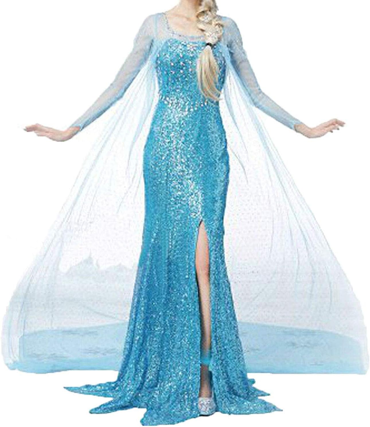Women Halloween Cosplay Frozen Elsa Princess Costume Girls Fancy Party Dress Up