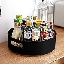 JRM's 360° Rotating Organizer Tray Multi- Function Round Rotating Tray/Kitchen Organizer/Cosmetics Organize (Black) (Pack of 1)