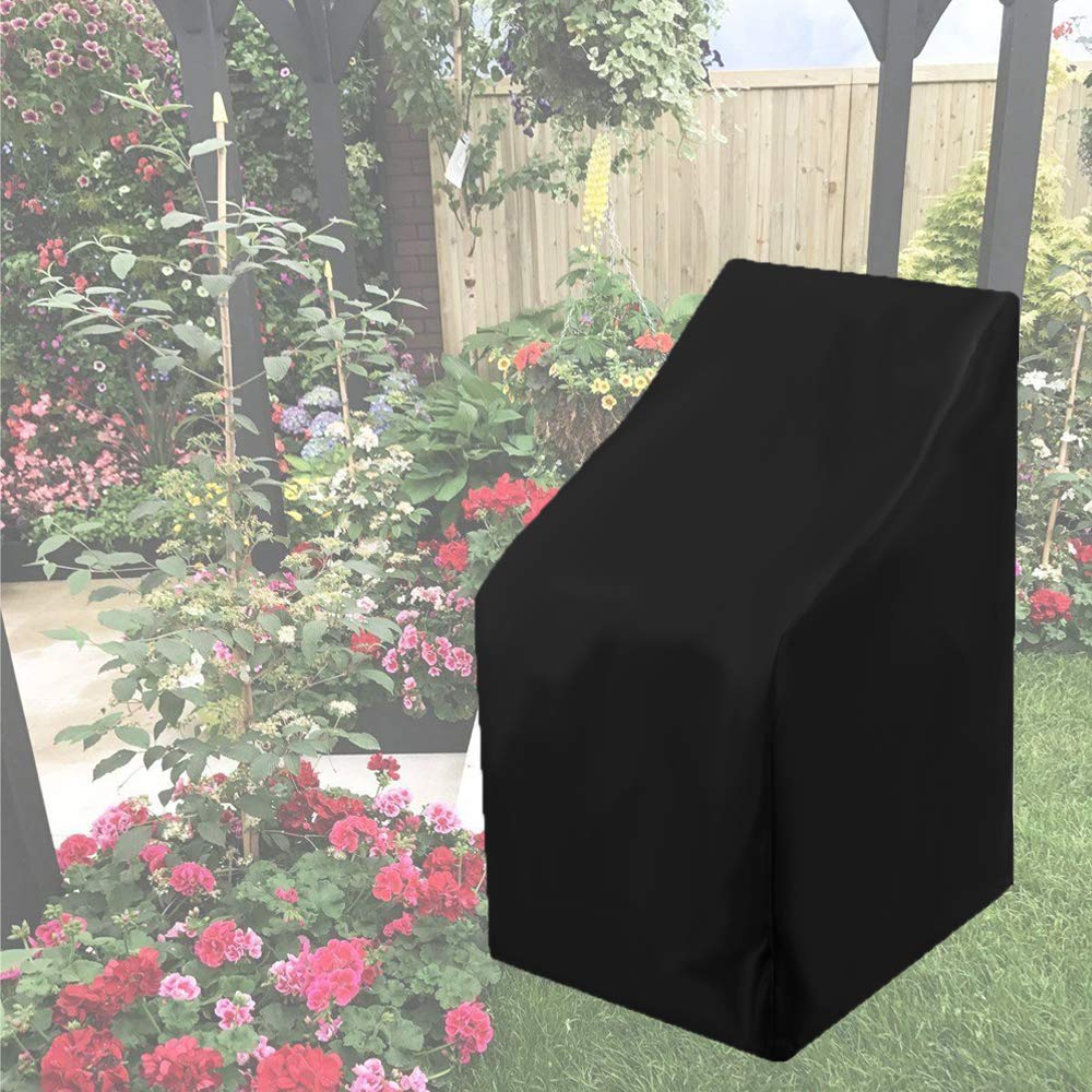 2 Housses De Chaise Jardin Bixury - Imperméables, Anti-UV, Coupe-Vent - Noir