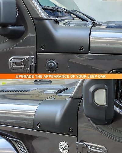 Miniatura 6 de Savadicar Armadura de carenado, cubiertas exteriores de capó, protectores de esquina para Jeep Wrangler JL JLU 2018 2019 2020 2021 2022 2023 actual