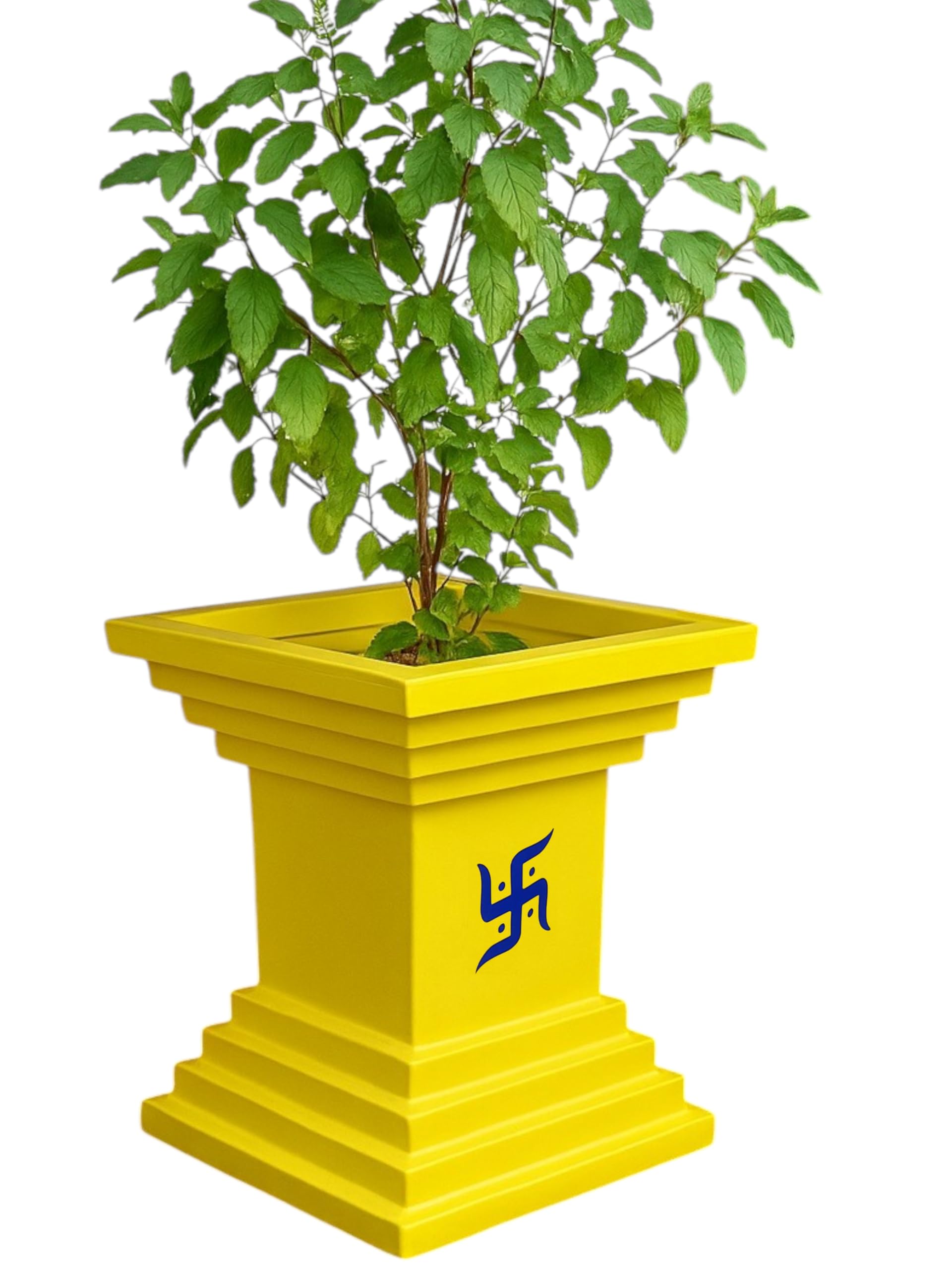 NEER Big Size Rotomolded Tulsi Vrindavan Polymer Pot – 36 x 42cm Tulasi Pot for Tulsi Plant, Indoor & Outdoor (Yellow, Medium)