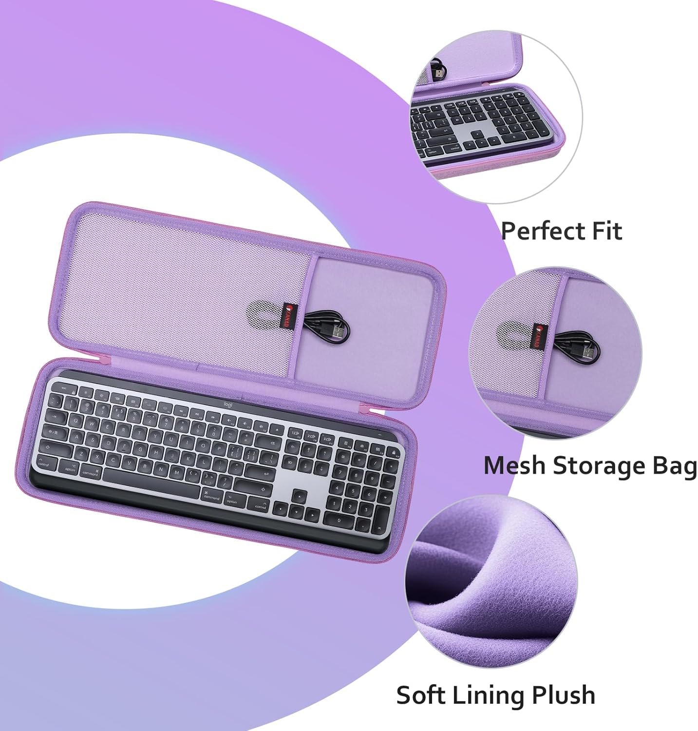 XANAD Hard Case for Logitech MX Keys/MX Keys Advanced MIC Wireless Illuminated Keyboard（Purple