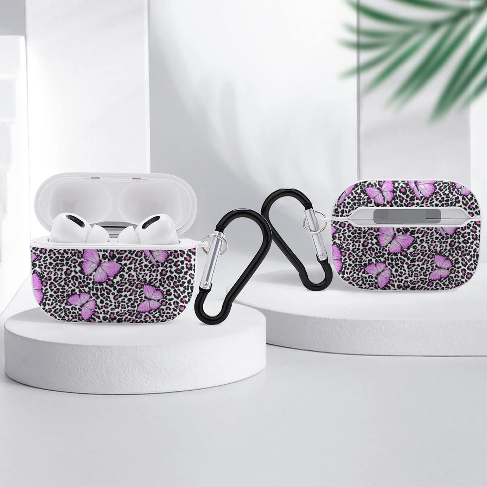 Amazon | ピンクの蝶 ヒョウ柄 Airpods Proケース キーチェーン