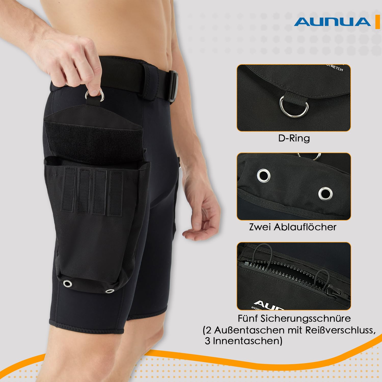2mm Herren Neopren Tauchshorts mit Cargotaschen für Tauchen, Schnorcheln, Surfen und Schwimmen