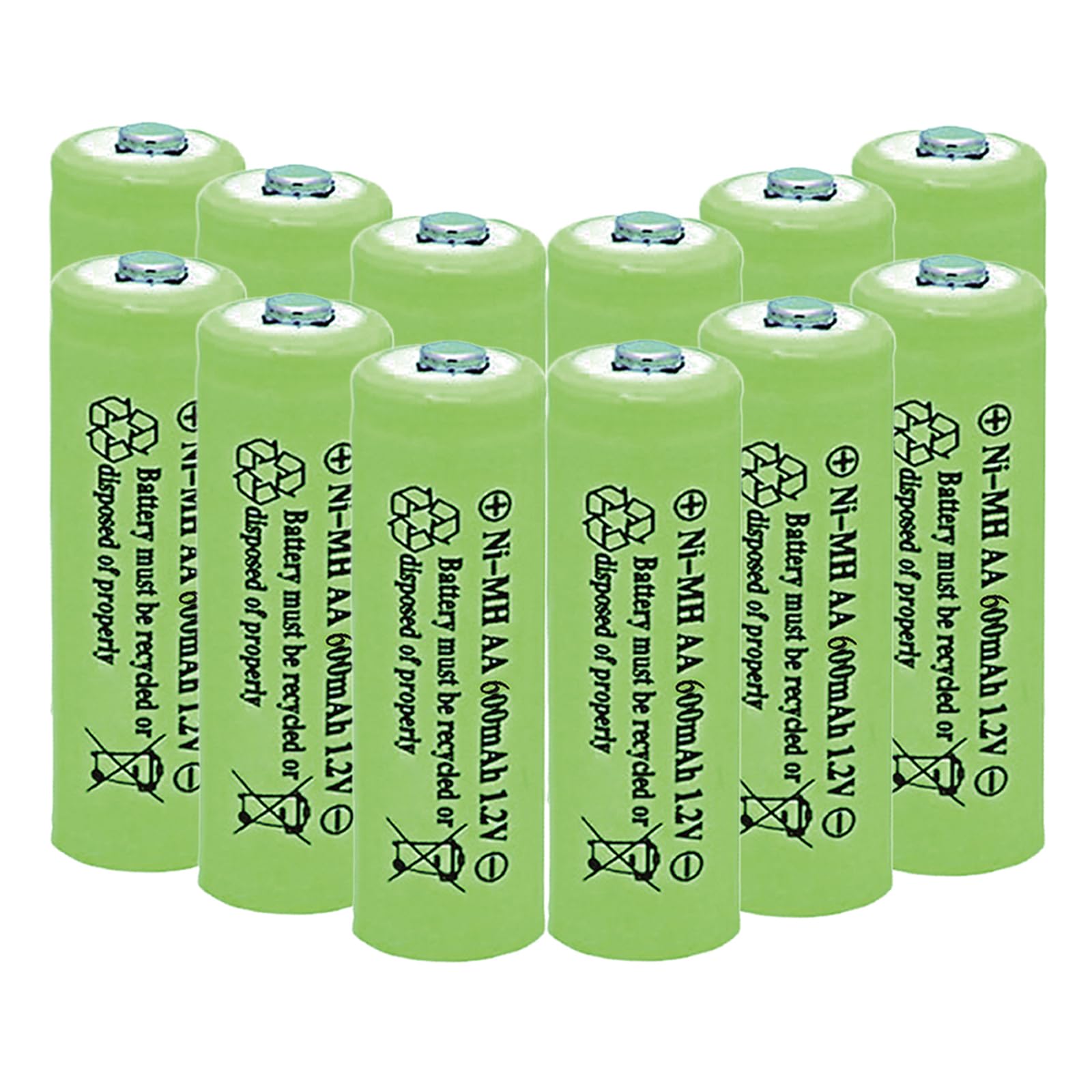 Lombaour12 Counts AA 650mAh NiMH Rechargeable Batteries,1.2V Double A Battery for Outside Solar Lawn Light