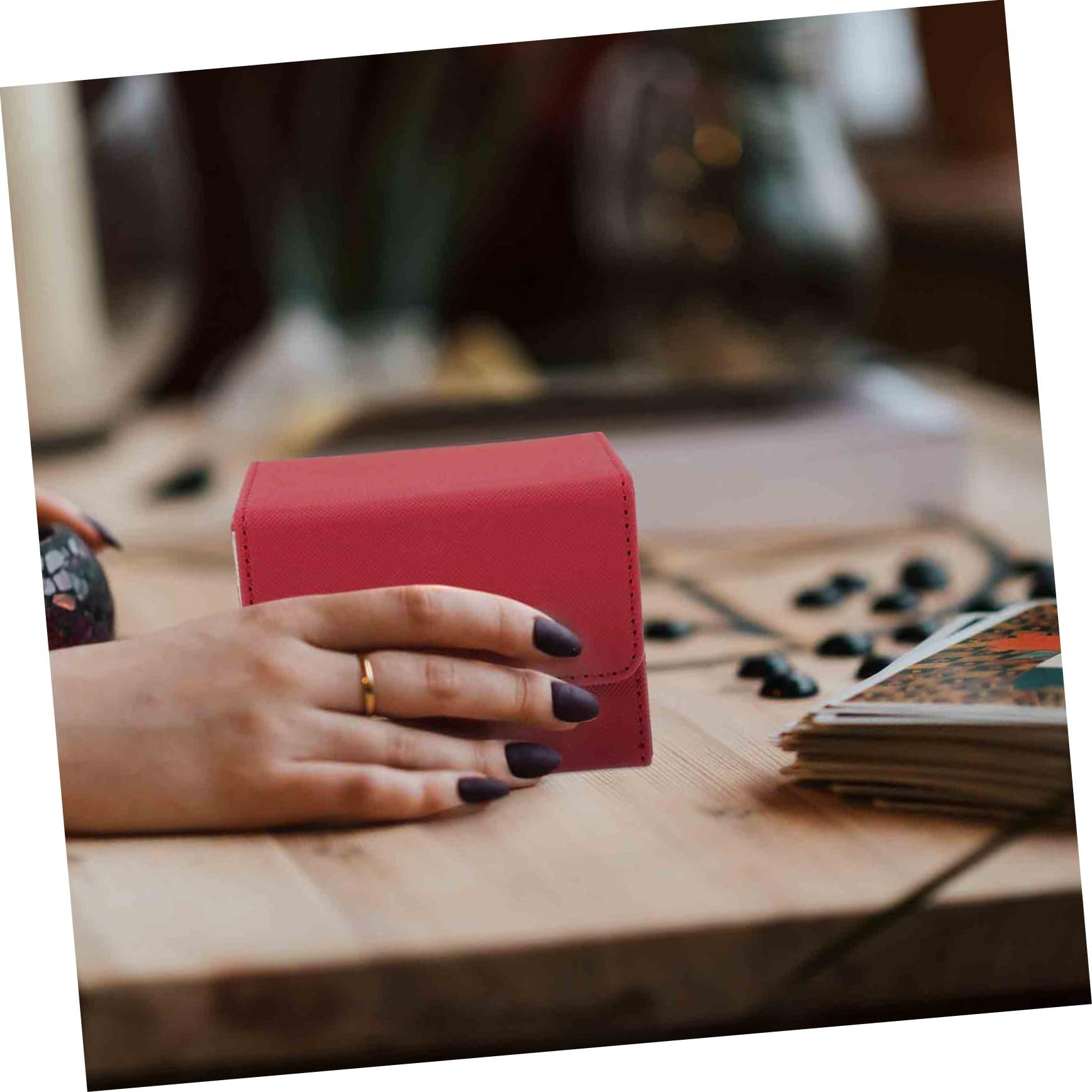 Lurrose 3pezzi Scatola Porta Carte Pu Leather Organizer Per Giochi Di Carte Design Portatile e Antiscratch e Giocatori Per Amici e Famiglia