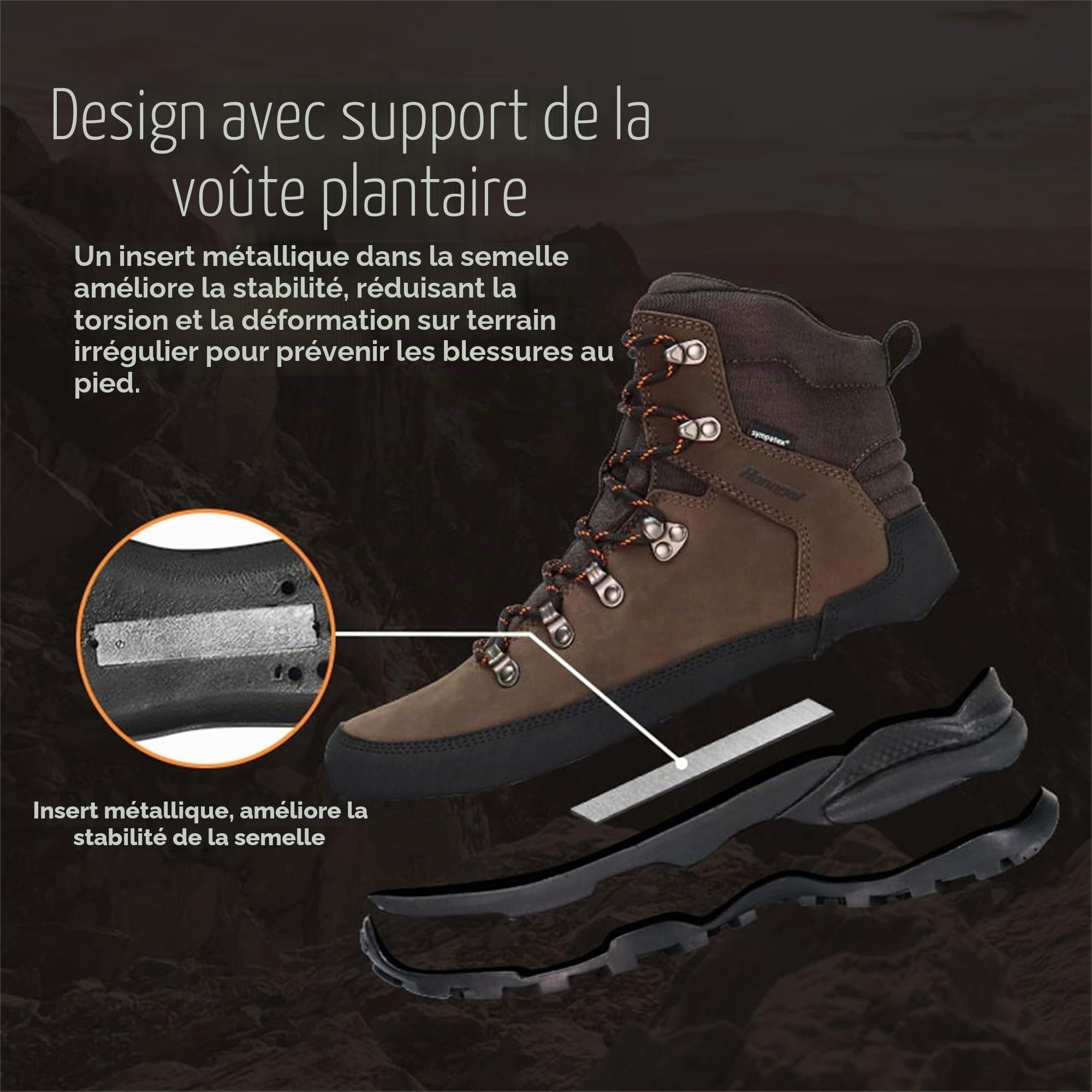 SANANG Wasserdichte Wanderschuhe FüR Damen Und Herren, Bk Mesh-Futter, Pu+Eva-Zwischensohle, Gummisohle Mit VerstäRktem Profil, Braun, Trekkingschuhe 36-46
