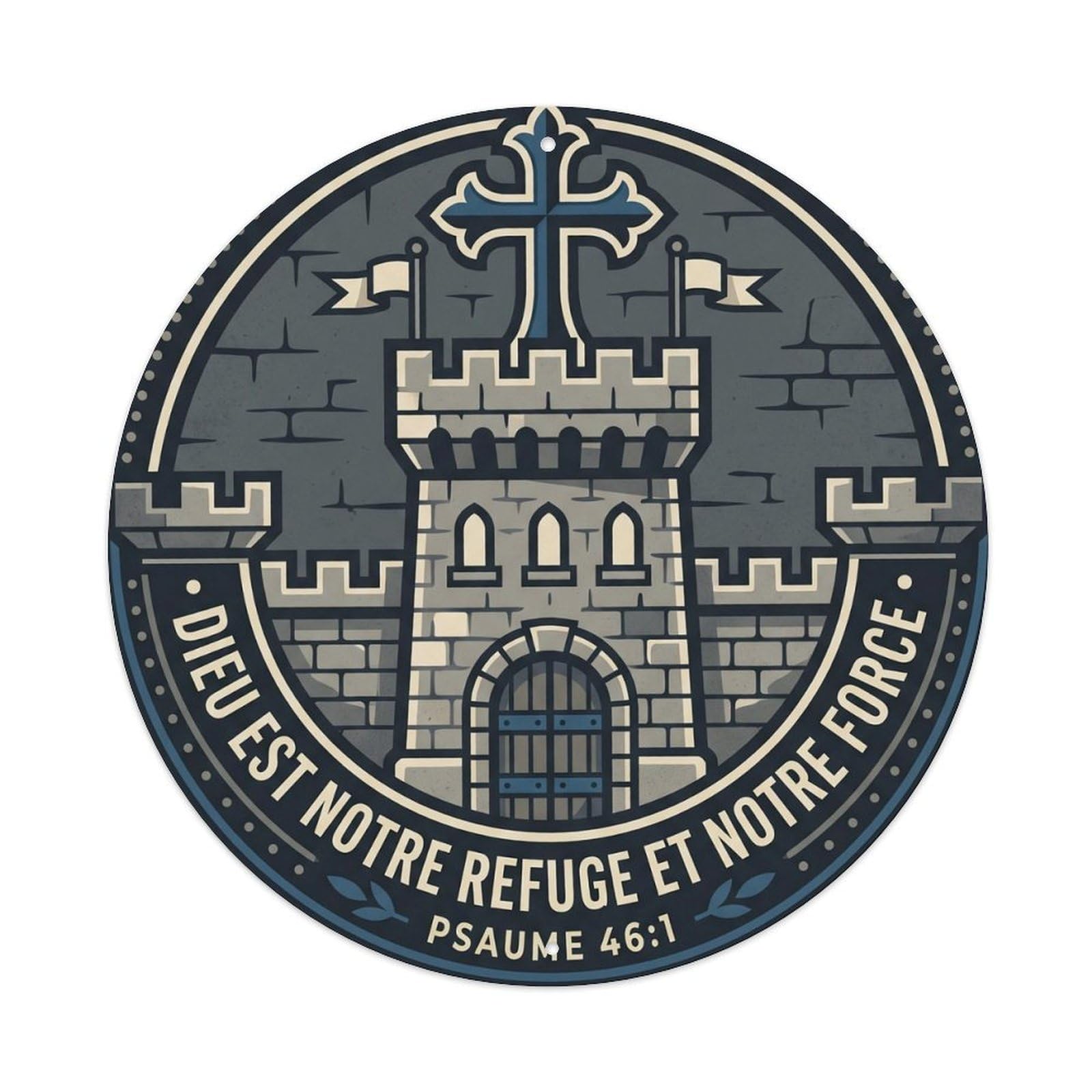Ornate Border Blessing Medallion Gentle Gospel Style Metal Tin Sign Plaque Wall Decor for Cafe, Man Cave, Club Bar, Office, Home Garden Round Metal Poster 8x8Inch