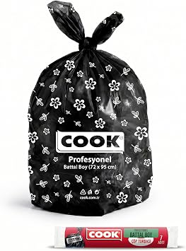 Cook Profesyonel Çöp Torbası, Battal Boy, 72 x 95 cm, 10 Yaprak, Siyah