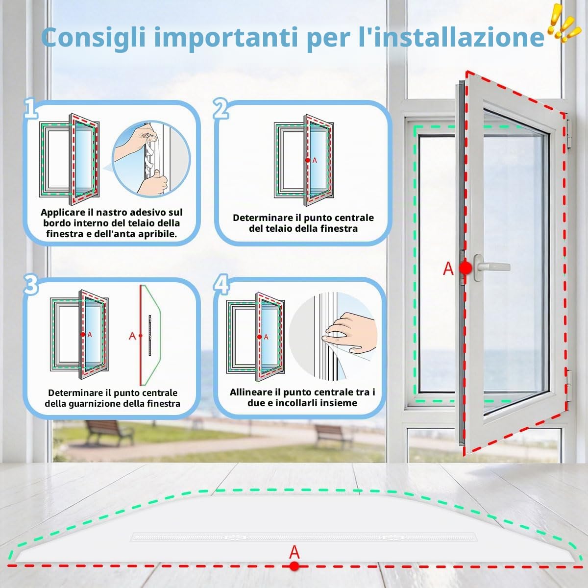 Guarnizione per finestra AC da 500 cm, kit di guarnizioni universali portatili per condizionatore d'aria e asciugatrice, protezioni per il ricambio dell'aria calda con cerniera, facile da