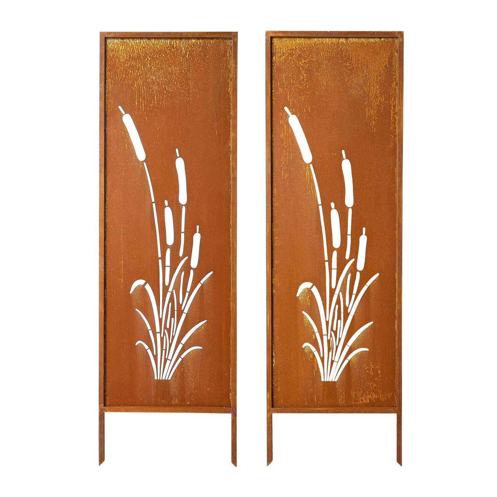 VEVOR Panneau Brise Vue Extérieur Métal 50x160 cm Paravent Extérieur Décoratif Autoportant, Séparation de Jardin, Écran d'Intimité, Acier au Carbone, Piquets de Sol, Motifs Naturels Ajourés, Lot de 2