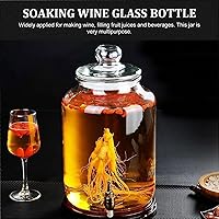 Vista 3 de Dispensador de agua con grifo, dispensador de bebidas de vidrio con grifo de metal, conveniente boca ancha y tapa de vidrio para exteriores, fiestas