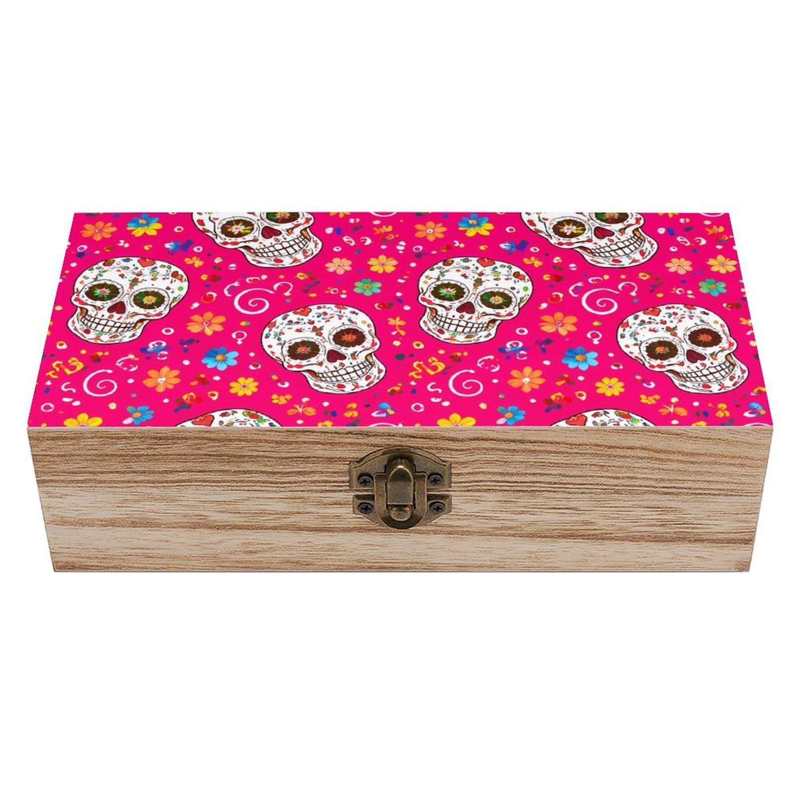 HLBSDM Day of Dead Sugar Skull Wooden Storage Box