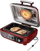 Vista 9 de Candy Parrilla interior y freidora de aire con accesorios de cerámica, 500 °F máximo, pantalla digital 7 en 1, 5.2 cuartos de galón de humo