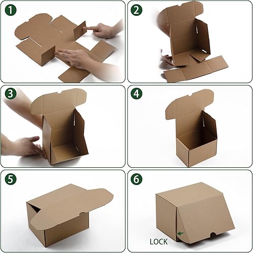Miniatura 6 de Juego de 25 cajas de envío de 6 x 4 x 4 pulgadas, cajas de cartón corrugado marrón para embalaje de pequeñas empresas