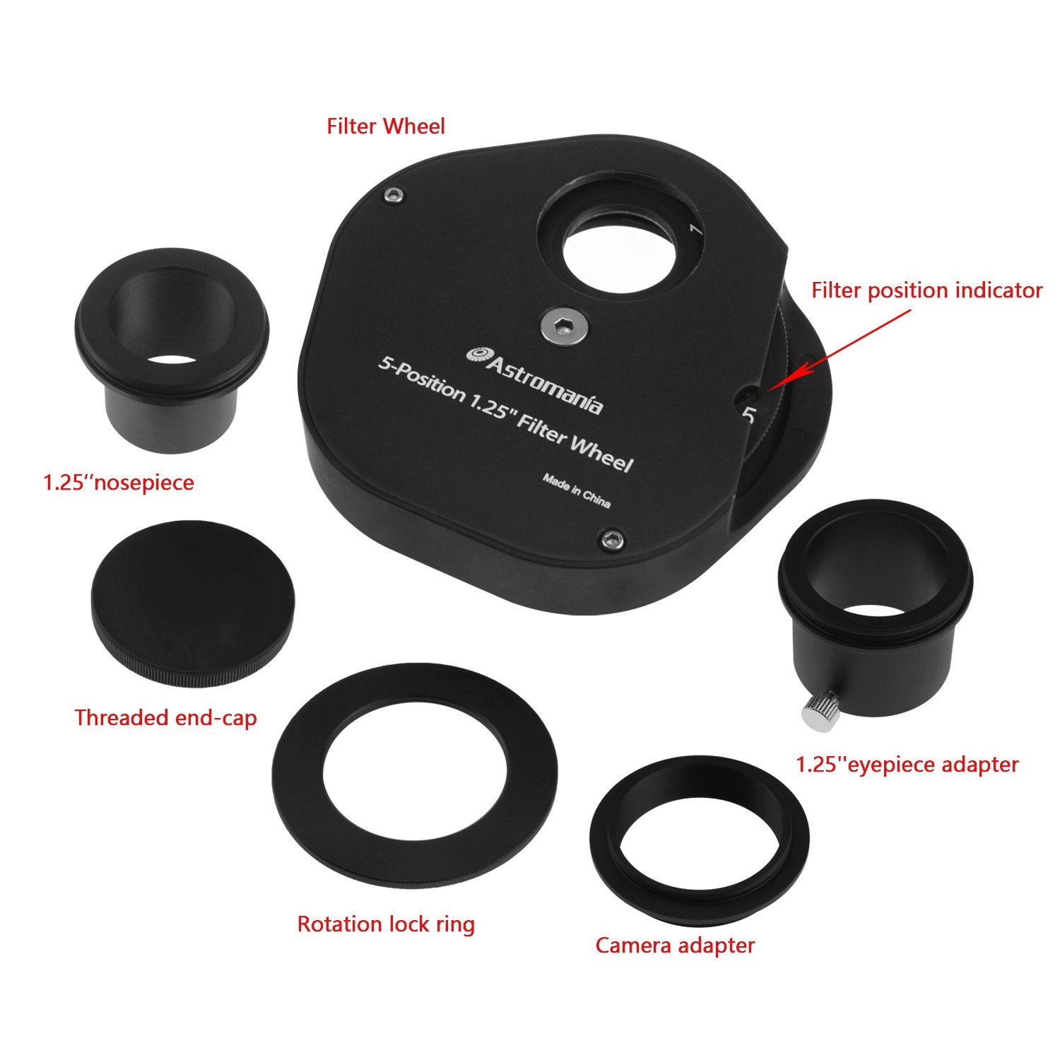 Astromania Anti-Vibration Suppression Pads - Bundle with - 1.25" Multiple 5-Position Filter Wheel