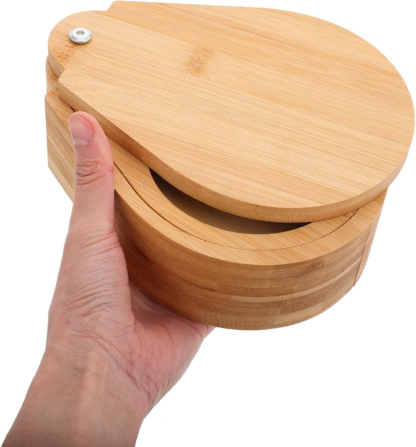 Three Tier Spice Box with Lid 20x6.6cm Natural Wood Salt Sugar Seasoning Container Rotating Condiment Box for Kitchen and Bar Use