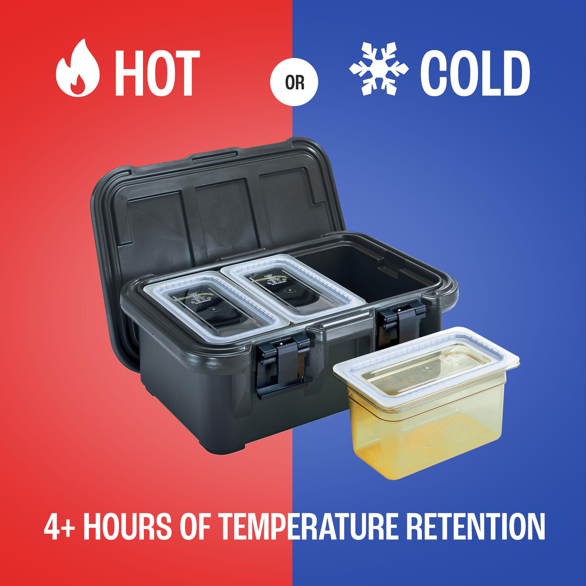Cambro Portador de alimentos con aislamiento - Caldera profunda de 6 pulgadas y calentador de alimentos para catering y transporte - Top Load S-Series (negro)