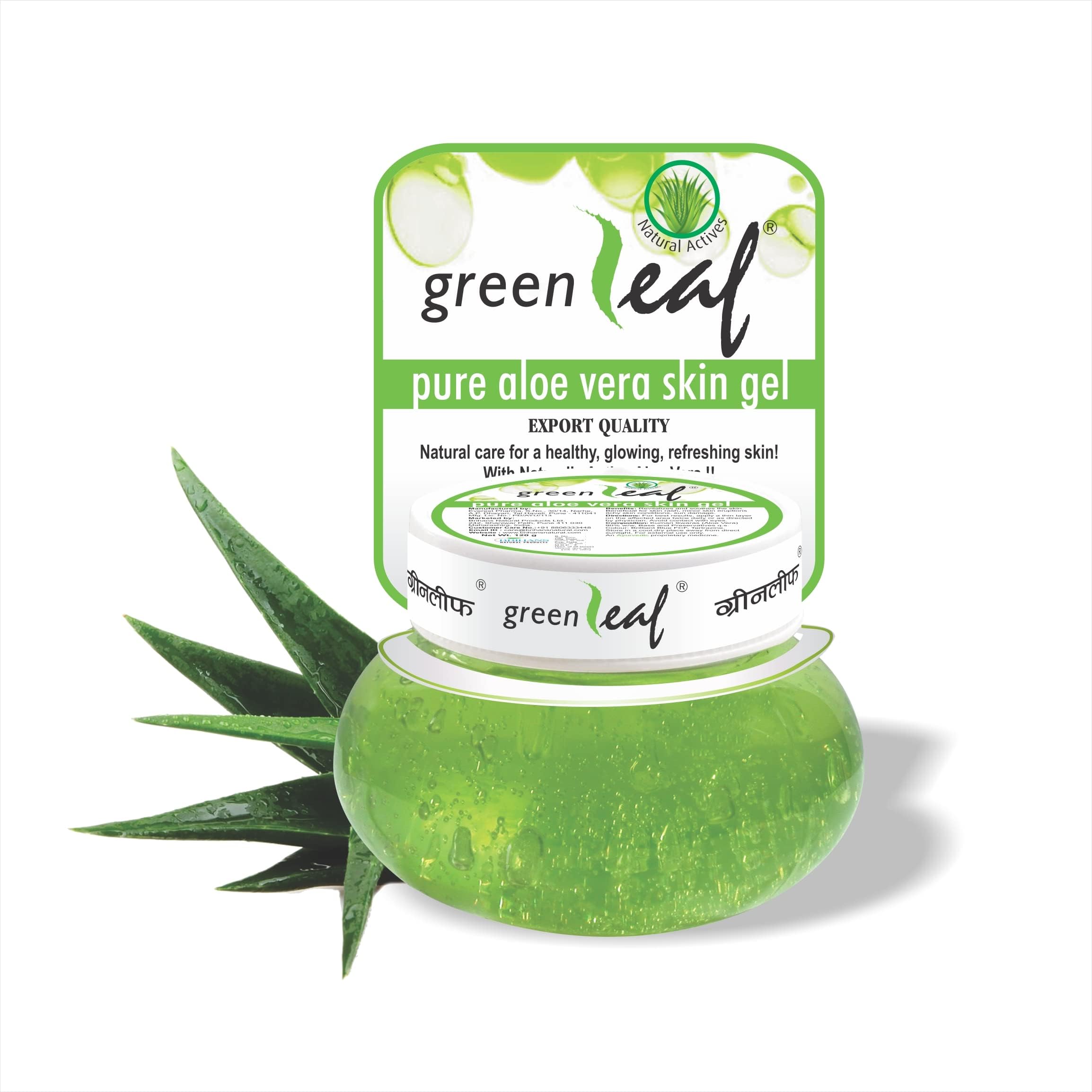 Greenleaf Pure Aloe Vera Skin Gel 500g – Ayurvedic, Natural, Soothing Multipurpose Gel for Face & Body, Non-Greasy.