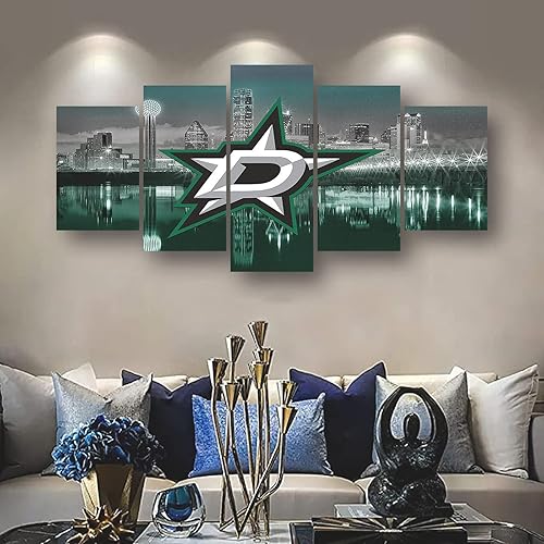 Miniatura 5 de Póster de estrellas de Dallas para hockey sobre hielo, lienzo deportivo, impresión de arte de pared, decoración del hogar, marco grande, listo para