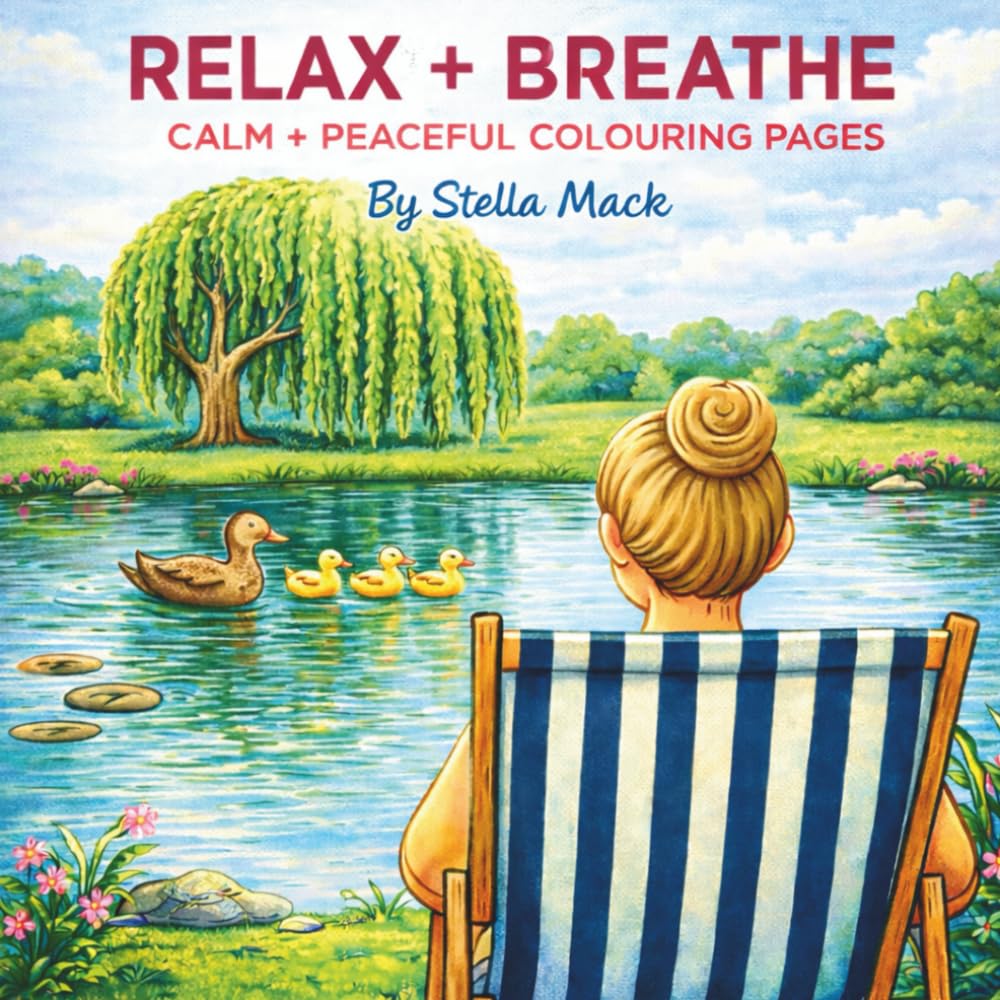 RELAX + BREATHE: CALM + PEACEFUL COLOURING PAGES