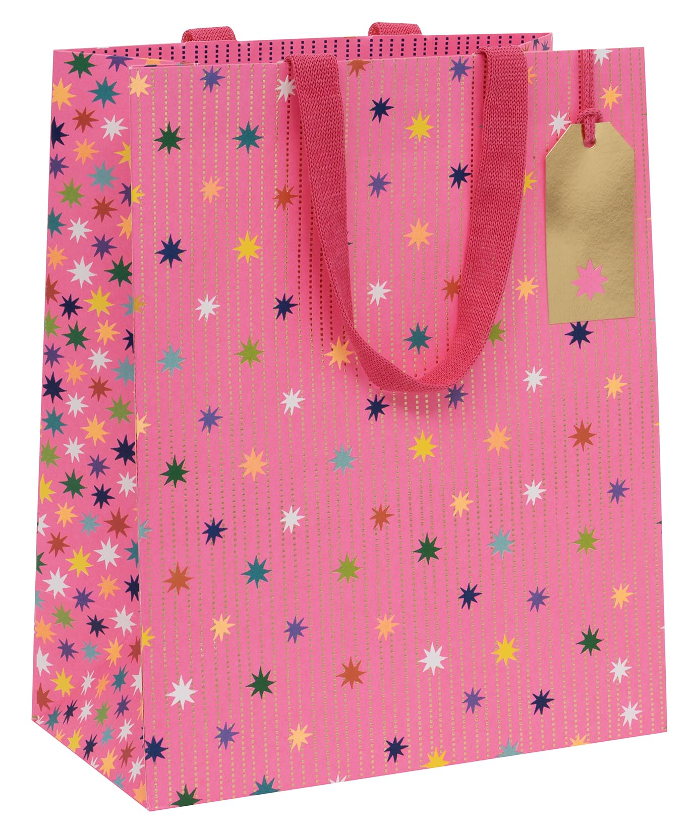 Glick Large Gift Bag - Star Garland Pink Design - 260 x 315 x 135mm