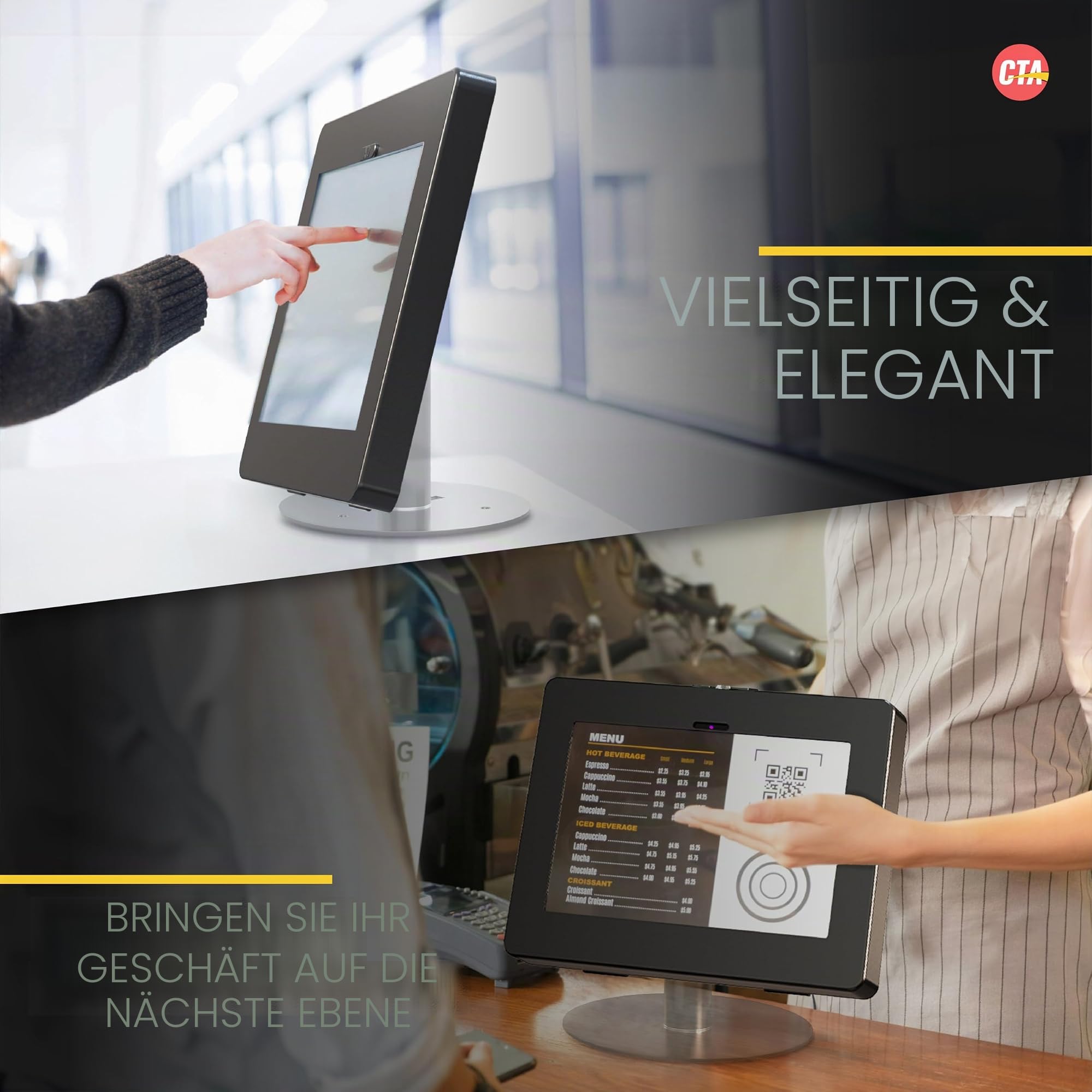 CTA Verriegelbare Anti-Diebstahl-Tablet-Wandhalterung für iPad 10. Generation 11 Zoll, 7./8./9. Gen, Air 4 - Kompatibel Mit Galaxy Tab, Lenovo Tab 4, Zebra Tablets & Mehr