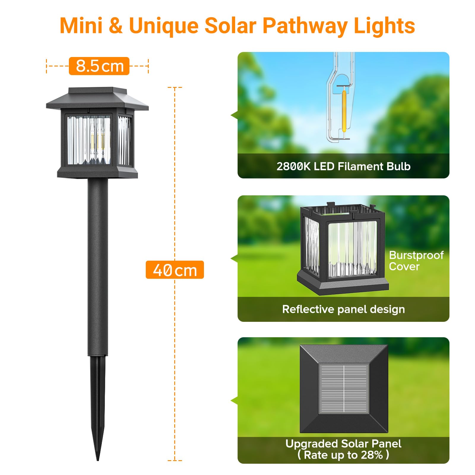 GEARLITE Solar Lights Outdoor Garden, 6 Pack Garden Lights Solar Powered Waterproof, Auto On/Off Ornaments Outdoor - Image 4