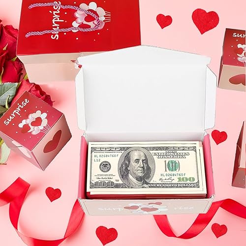 Miniatura 4 de Caja de regalo de sobre roja plegable única con confeti