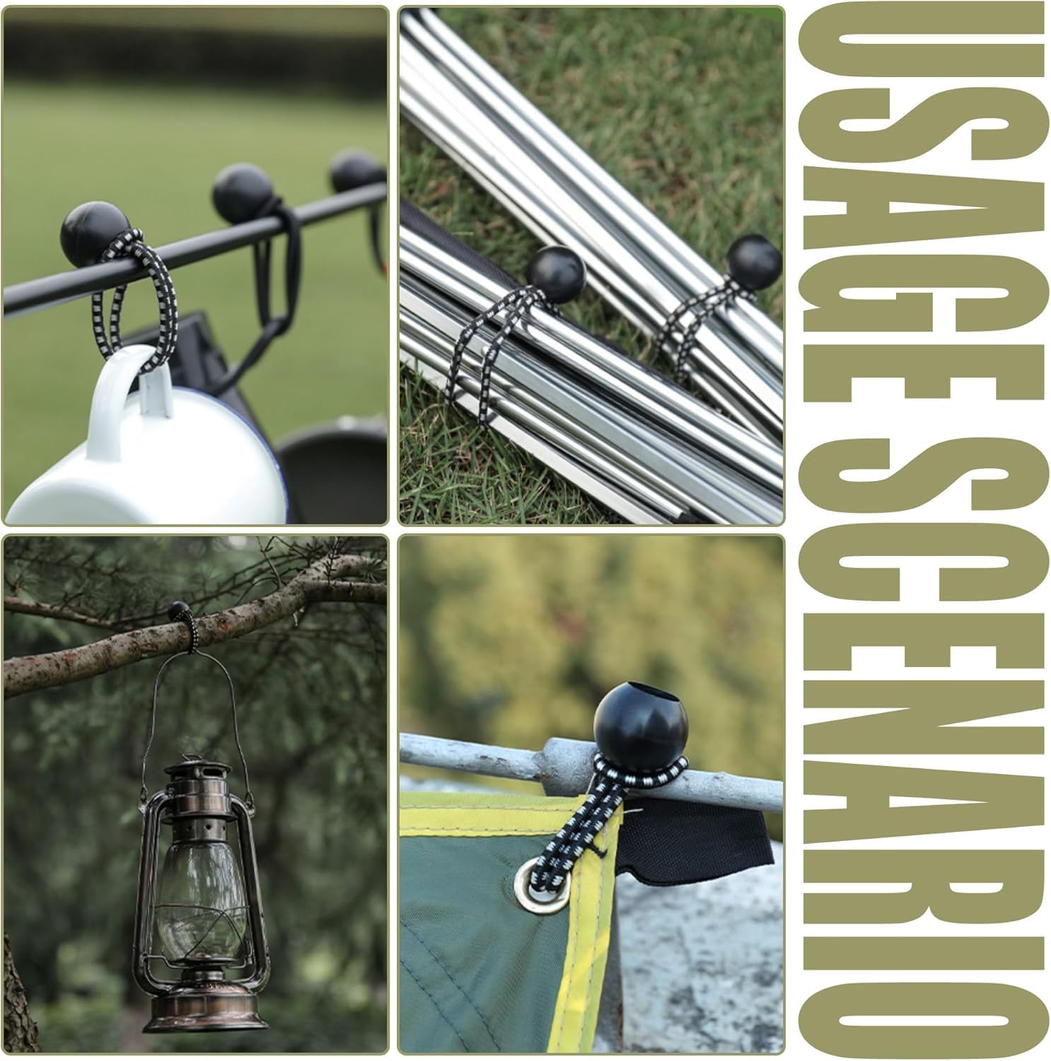 35 Pack Ball Bungee Cord, 6 Inch Heavy Duty Bungie Cord Balls Canopy Tarp Tie Down Bungee Balls for Camping, Tents, Cargo,Holding Wire and Hoses, Patio Umbrellas, Awning (Black)