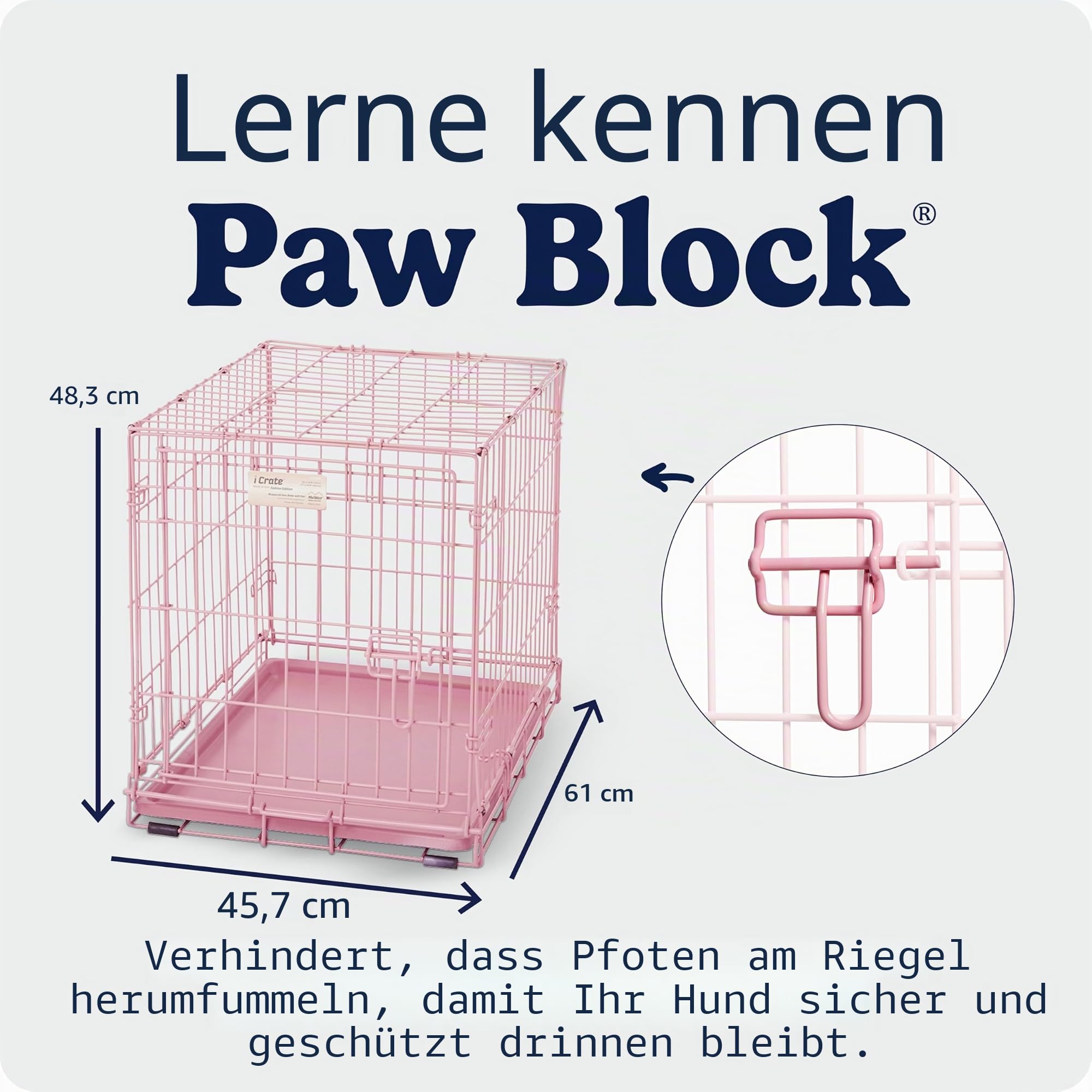 MidWest Homes for Pets Pink Fashion iCrate Hundebox mit einer Tür, zusammenklappbar, verbesserte Sicherheit, inklusive auslaufsicherer Bodenwanne, Trennwand, Griff, Gummifüße, 61 cm, rosa