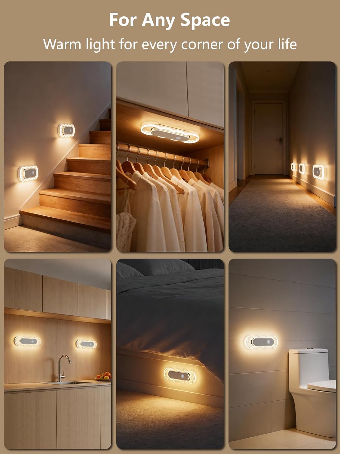 Kitloo Rechargeable Motion Sensor Night Light, Battery Operated LED Night Light for Kids, Nursery, Bathroom, Toilet, Hallway, Stairs, Closet, Kitchen & Cabinet – Cordless Magnetic Wall Sconce, 2 Pack