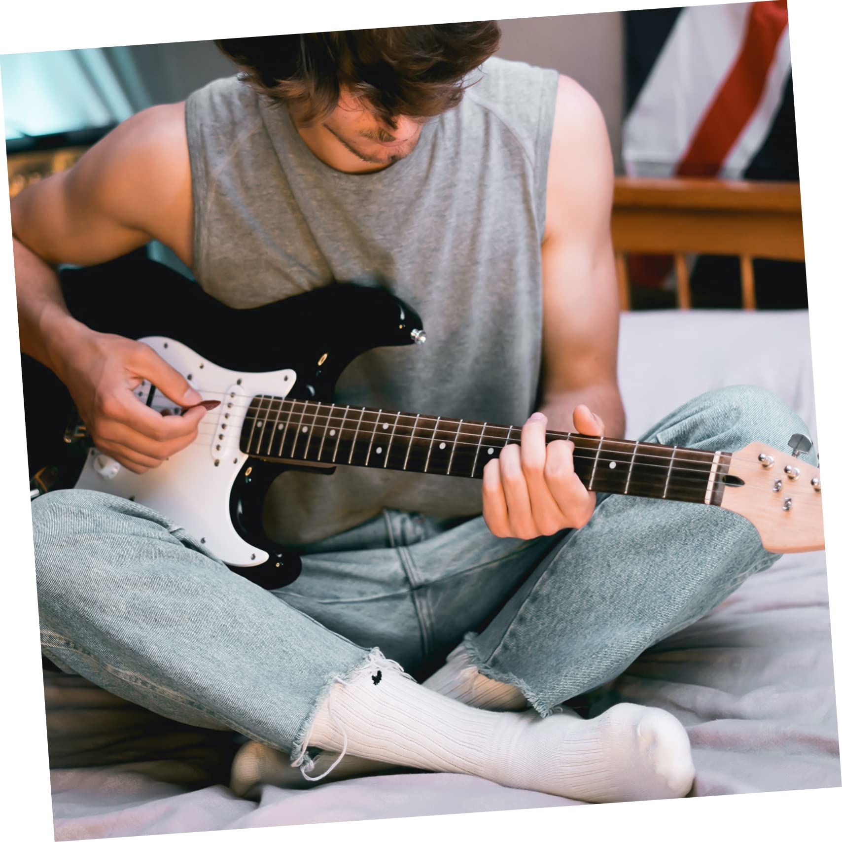 10 Pezzi Plettri per Chitarra in Legno con Sgocciolatore per Dita, con Astuccio Porta Plettri