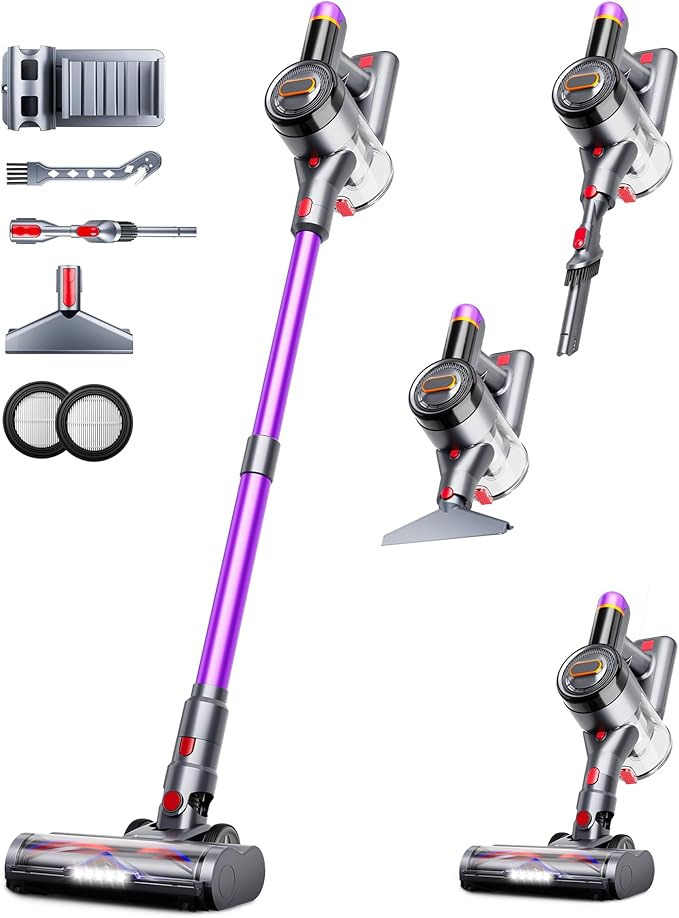 Aspiradora Inalámbrica Escoba 45Kpa Filtro HEPA 60 Minutos