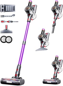 VIAFLY Cordless Vacuum Cleaner, 550W/45Kpa/60Mins Stick Vacuum, Anti-Tangle Vacuum Cleaners for Home with Self-Standing, LDE Display, 8-in-1 Wireless Vacuum for Carpet Pet Hair Hardfloor