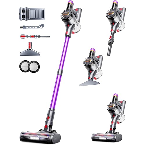 Cordless Vacuum Cleaner, 550W 45Kpa Vacuum Cleaners for Home, 60Mins Cordless Stick Vacuum with LED Display, Self-Standing & Anti-Tangle, 8-in-1 Wireless Vacuum for Carpet Pet Hair Hardfloor