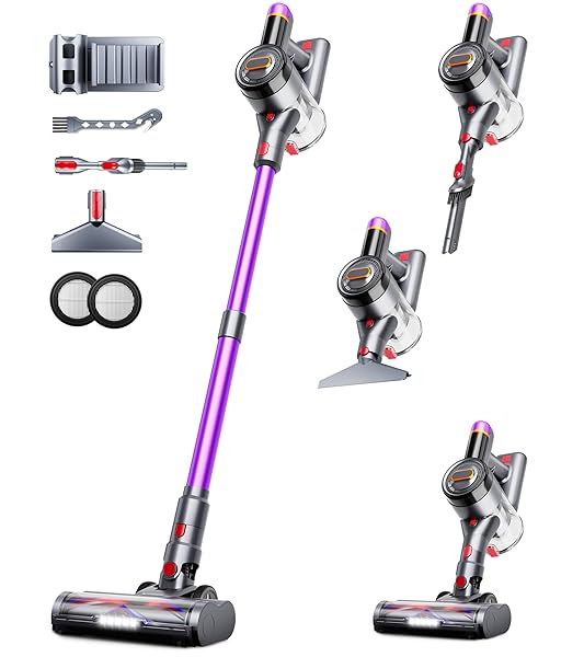 Cordless Vacuum Cleaner, 550W 45Kpa Vacuum Cleaners for Home, 60Mins Cordless Stick Vacuum with LED Display, Self-Standing & Anti-Tangle, 8-in-1 Wireless Vacuum for Carpet Pet Hair Hardfloor