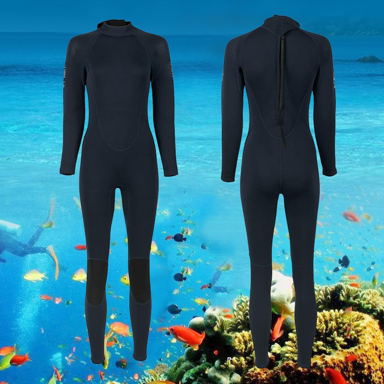 Traje De Neopreno De 3 Mm para Mujer con Cremallera En La Parte Posterior, Traje De Buceo De Una Pieza, Cálido Y Anti Medusas para Surf, Esnórquel Y Natación.