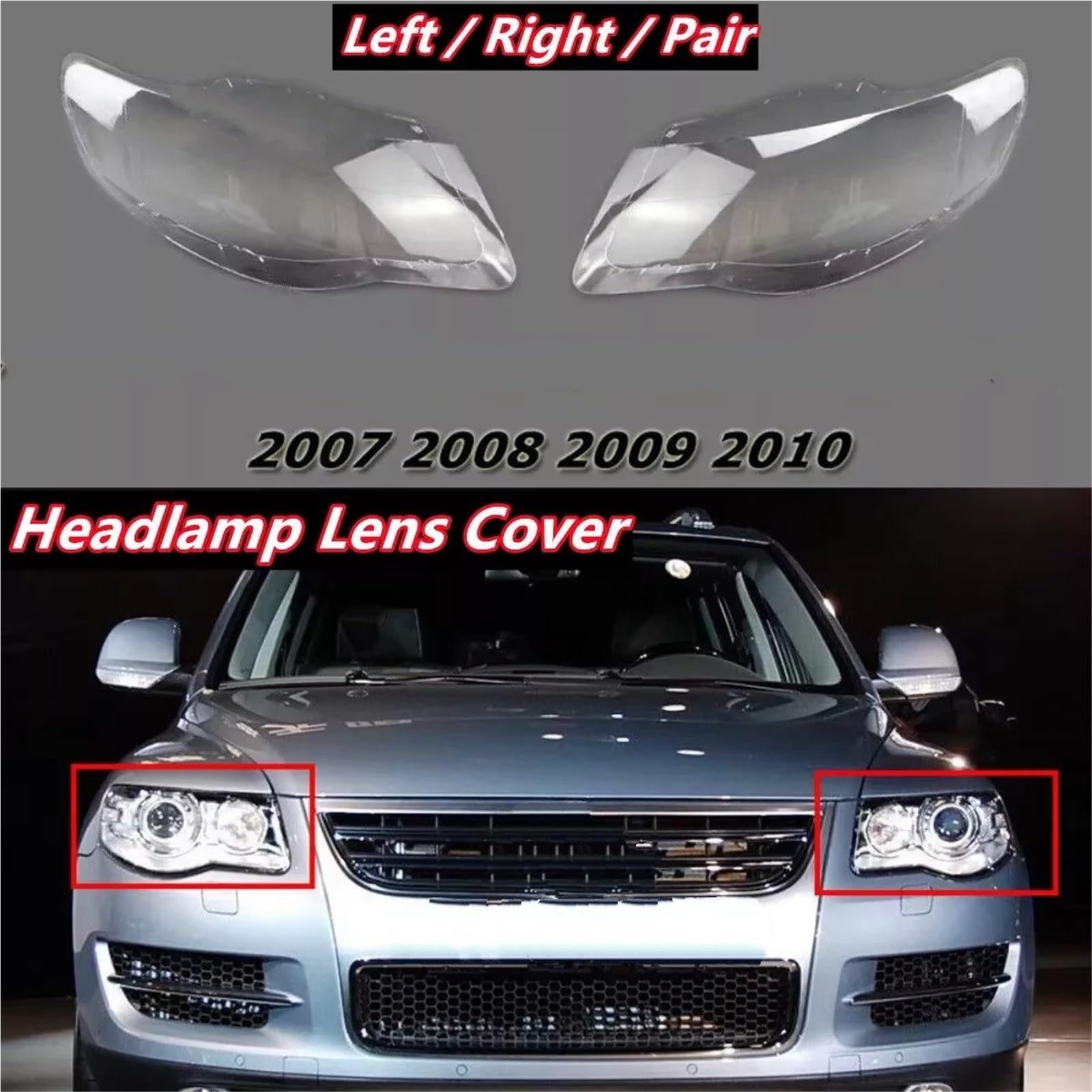 Lenti Fanali Per VW Per Touareg 2007 2008 2009 2010 Coprilente Per Fari Anteriori Auto Paralume Trasparente Copertura per Fanali Anteriori(Pair)